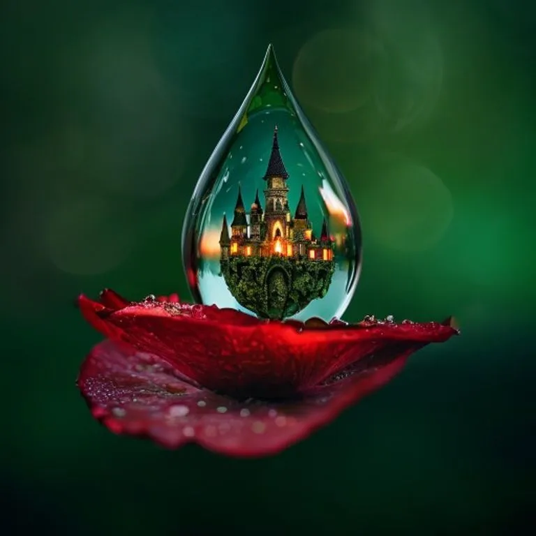 Macro Waterdrop Rose Castle